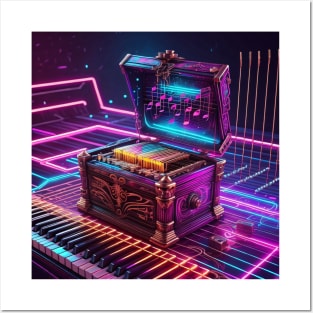 Neon music box Posters and Art